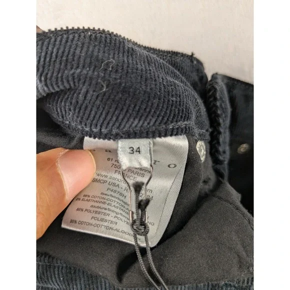 Sandro Corduroy Pants High Rise Supper Skinny Fit Casual Black Size‎ 24x30 - Picture 14 of 15